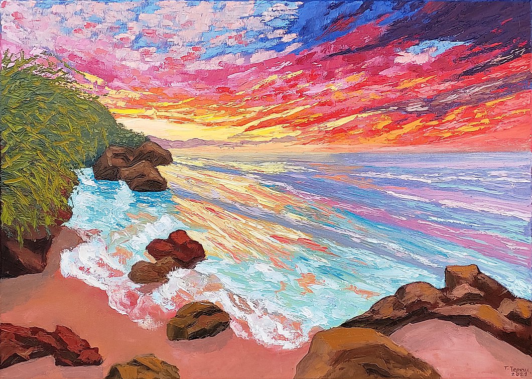 A surf at sunset