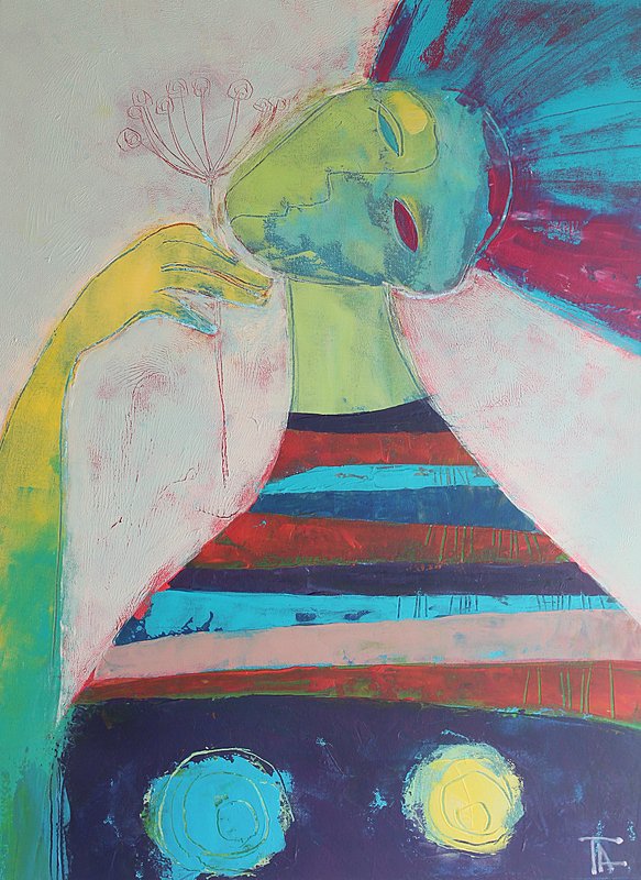 Woman with a flower.