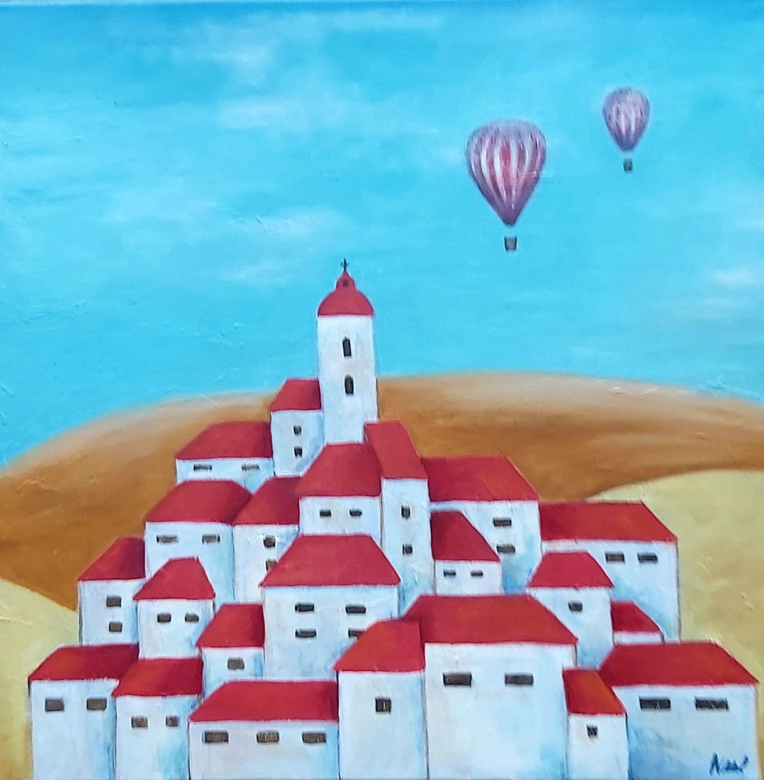Balony nad městečkem