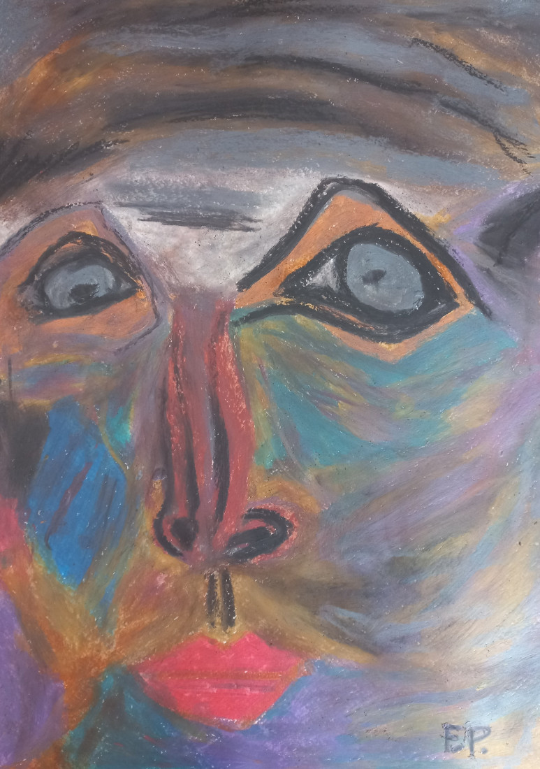 Detail mužské tváře.