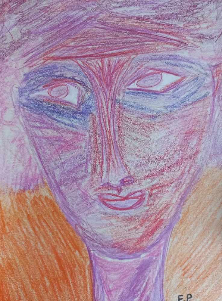 Portrét ženy fialová a růžová.