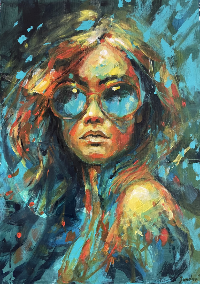 Portret zeny s brylemi