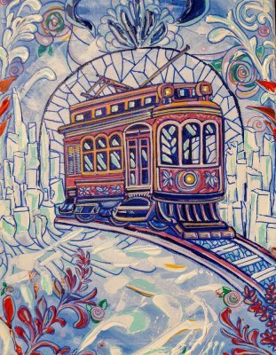 Tramvaj ve stanici Severní pól
