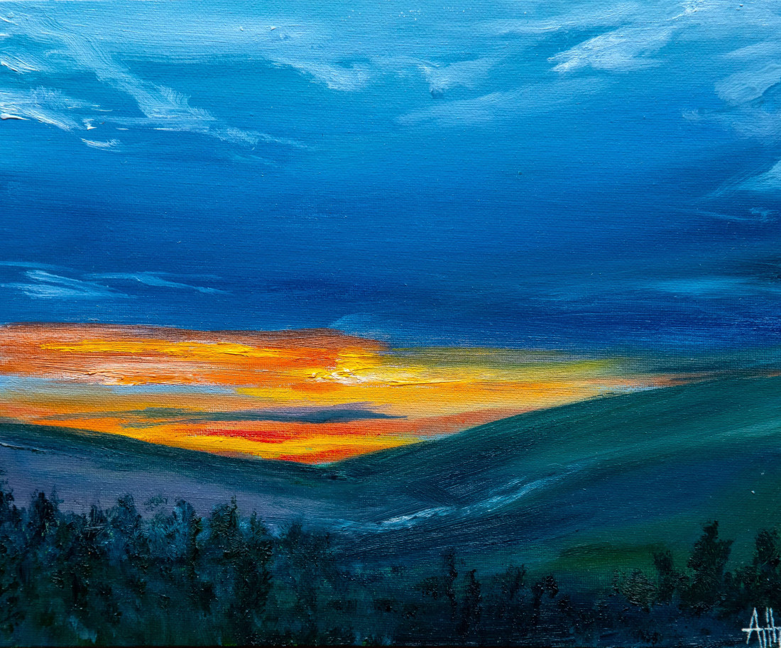 Sunset in mountains