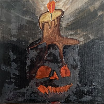 Wooden candle skull