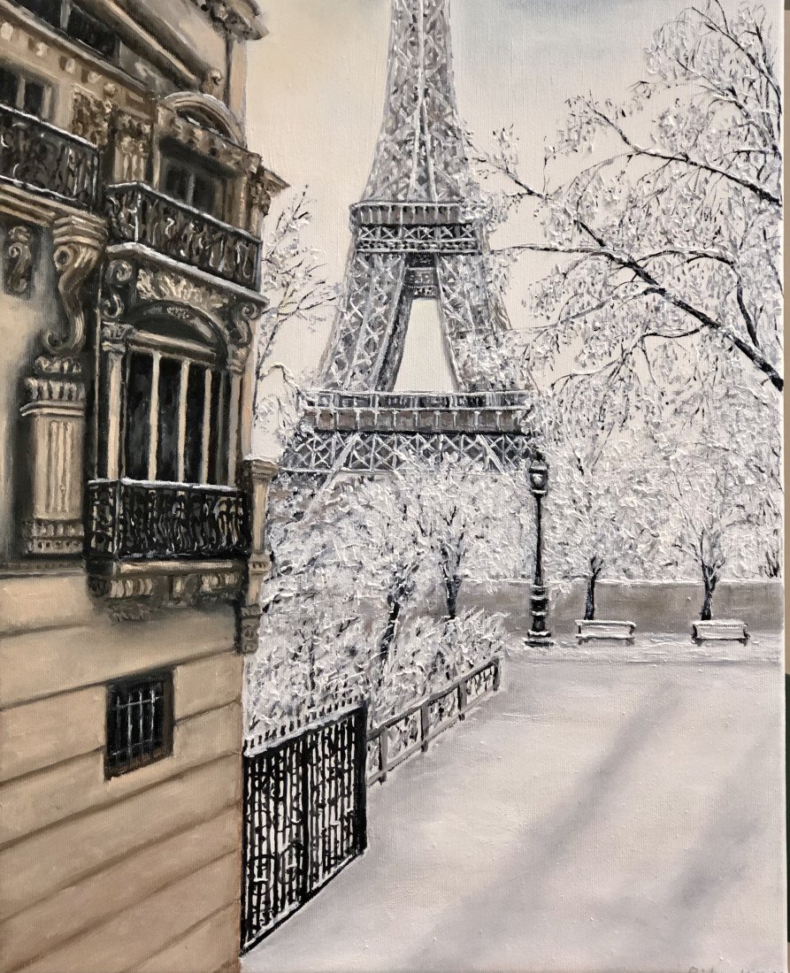 Eiffel Tower under the snow