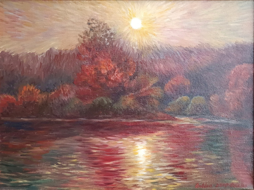 Západ slunce nad jezerem