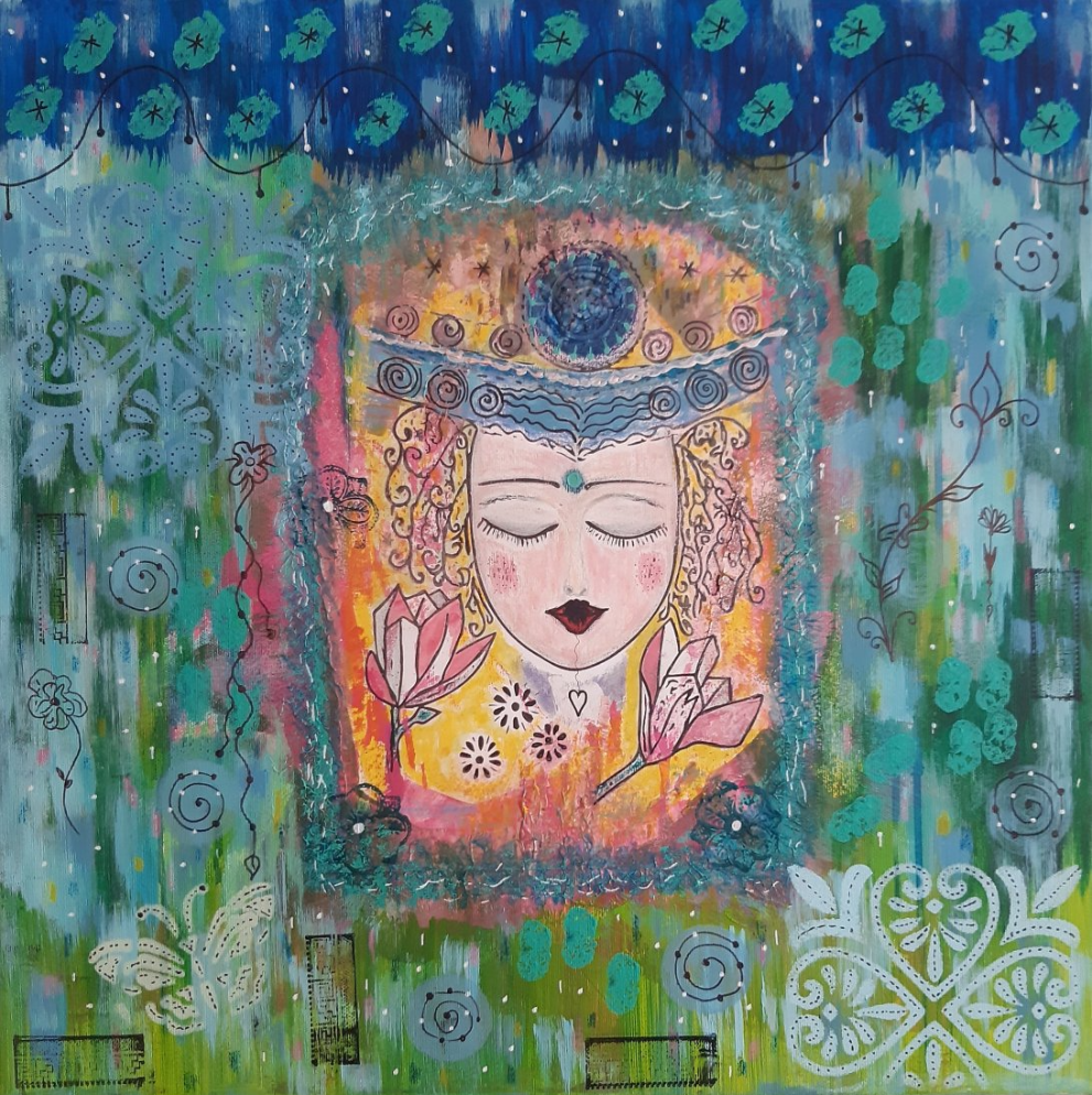 Panna spící v magnoliích