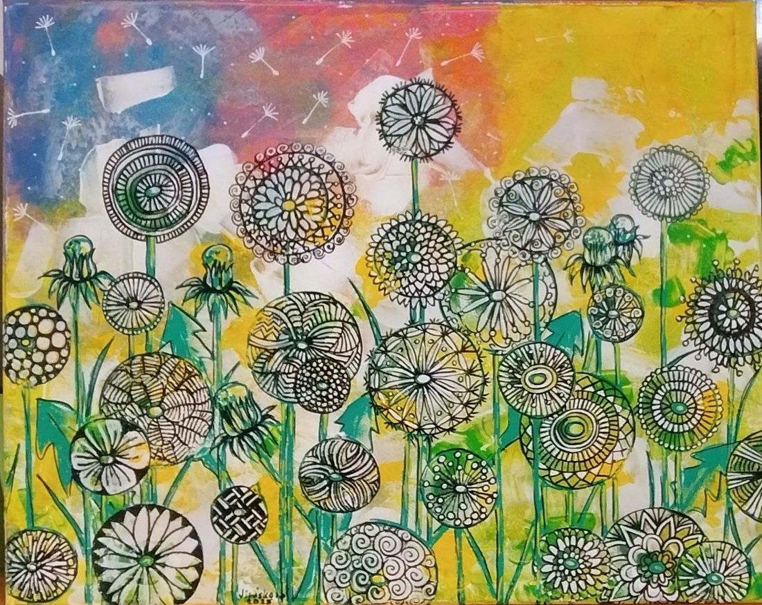 Zentangle pampelišková louka