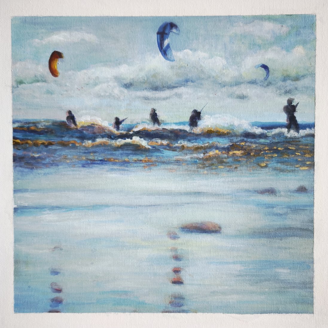 Mořská krajina. Kitesurfing