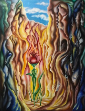 Girl in a cave