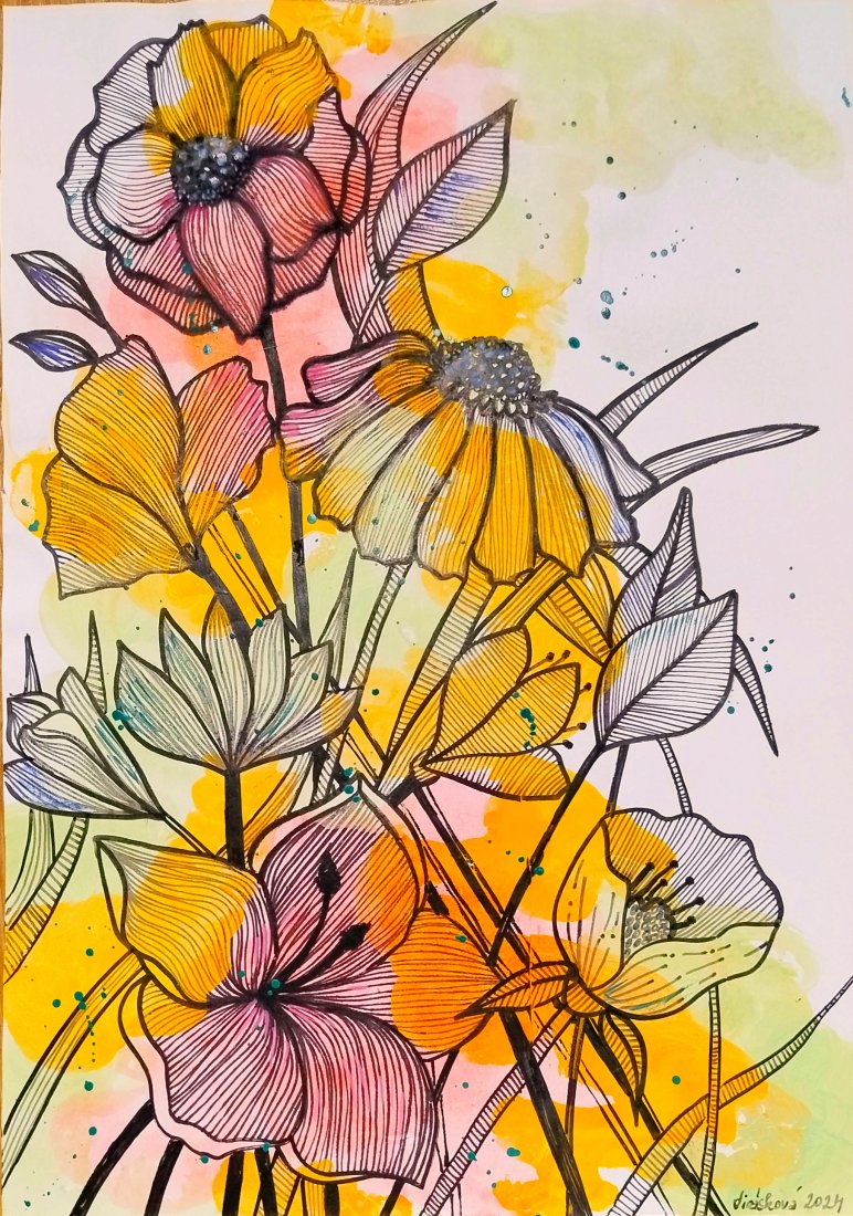 Abstraktní zentangle květy