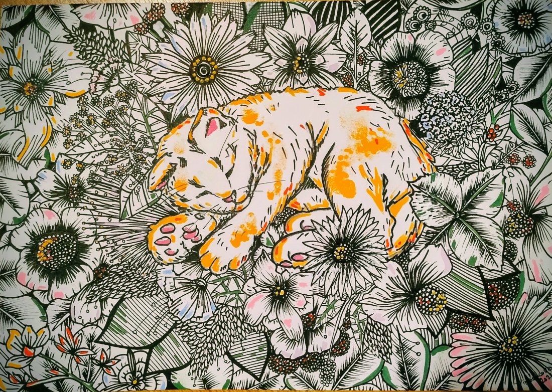 Šťastná zentangle kočka