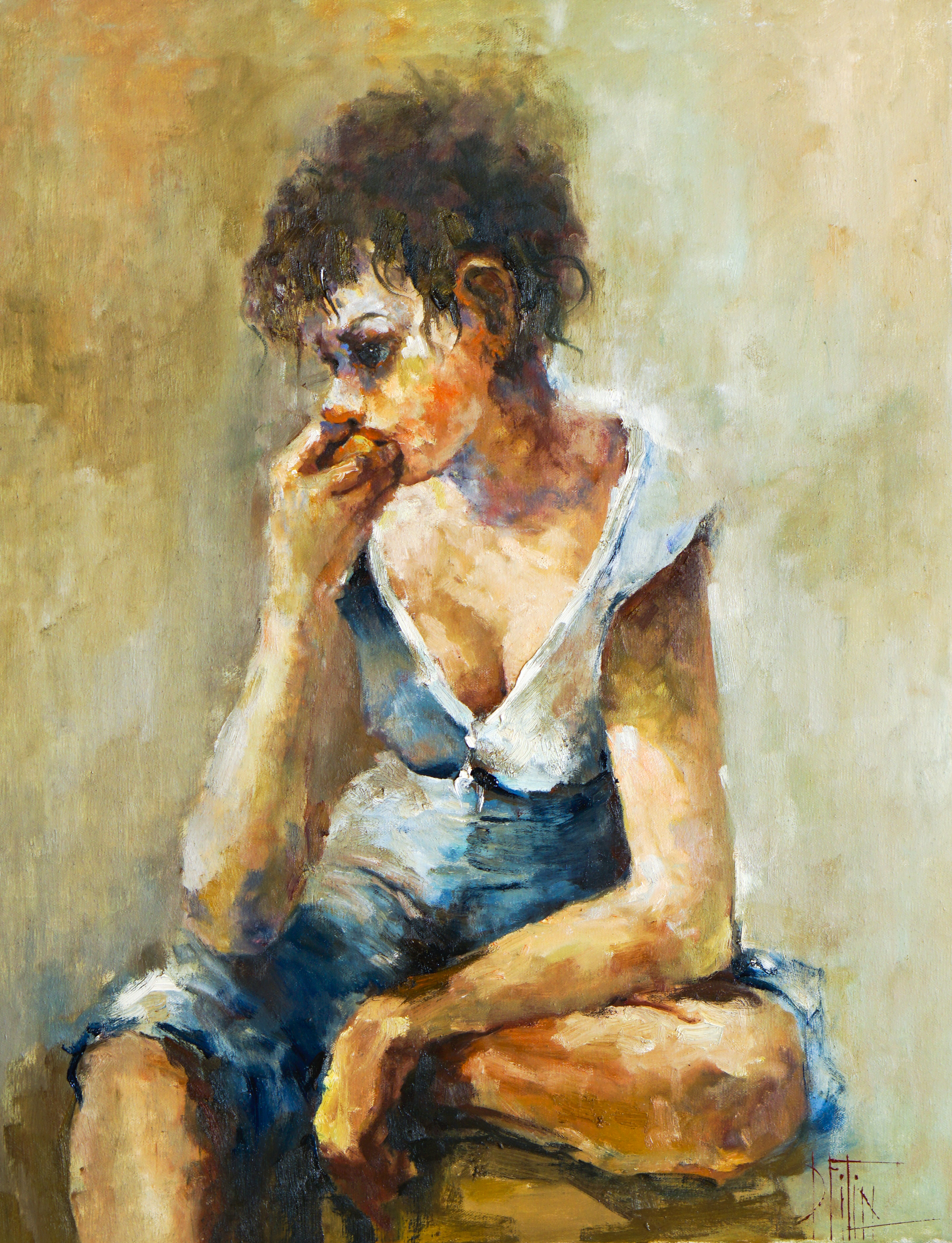 girl with a peach