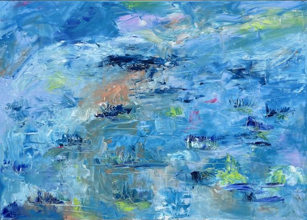 Abstract light blue water lilies