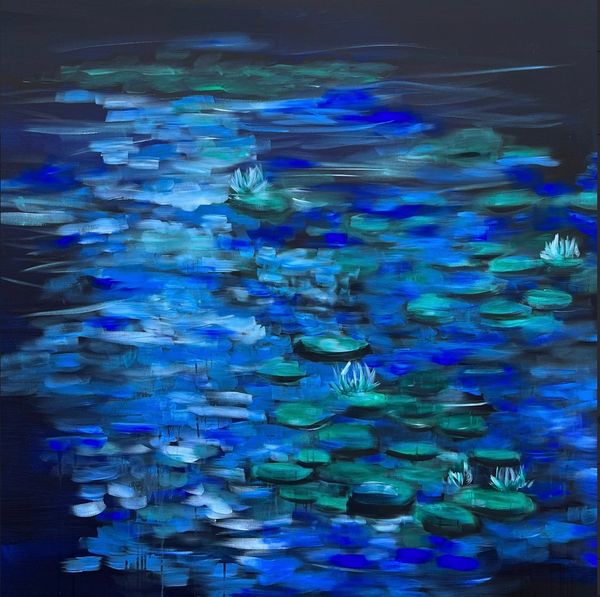 Dark blue water lilies