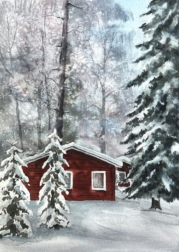Silent Sanctuary: Winter Cabin in Finnish Forest