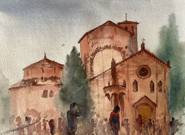 Sunlit Piazza: Basilica of San Stefano, Bologna